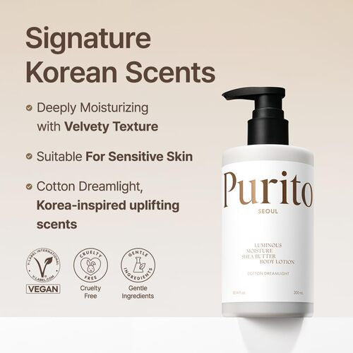 [Loción corporal] Purito Seoul Luminous Moisture Shea Butter Body Lotion Cotton 300ml 