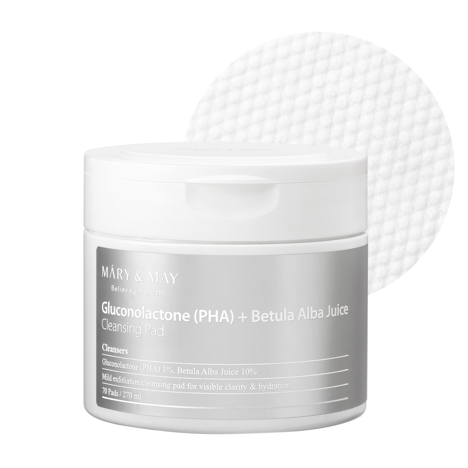 [Almohadillas desmaquillantes] Mary&May Gluconolactone (PHA) + Betula Alba Juice Cleansing Pad (70ea)