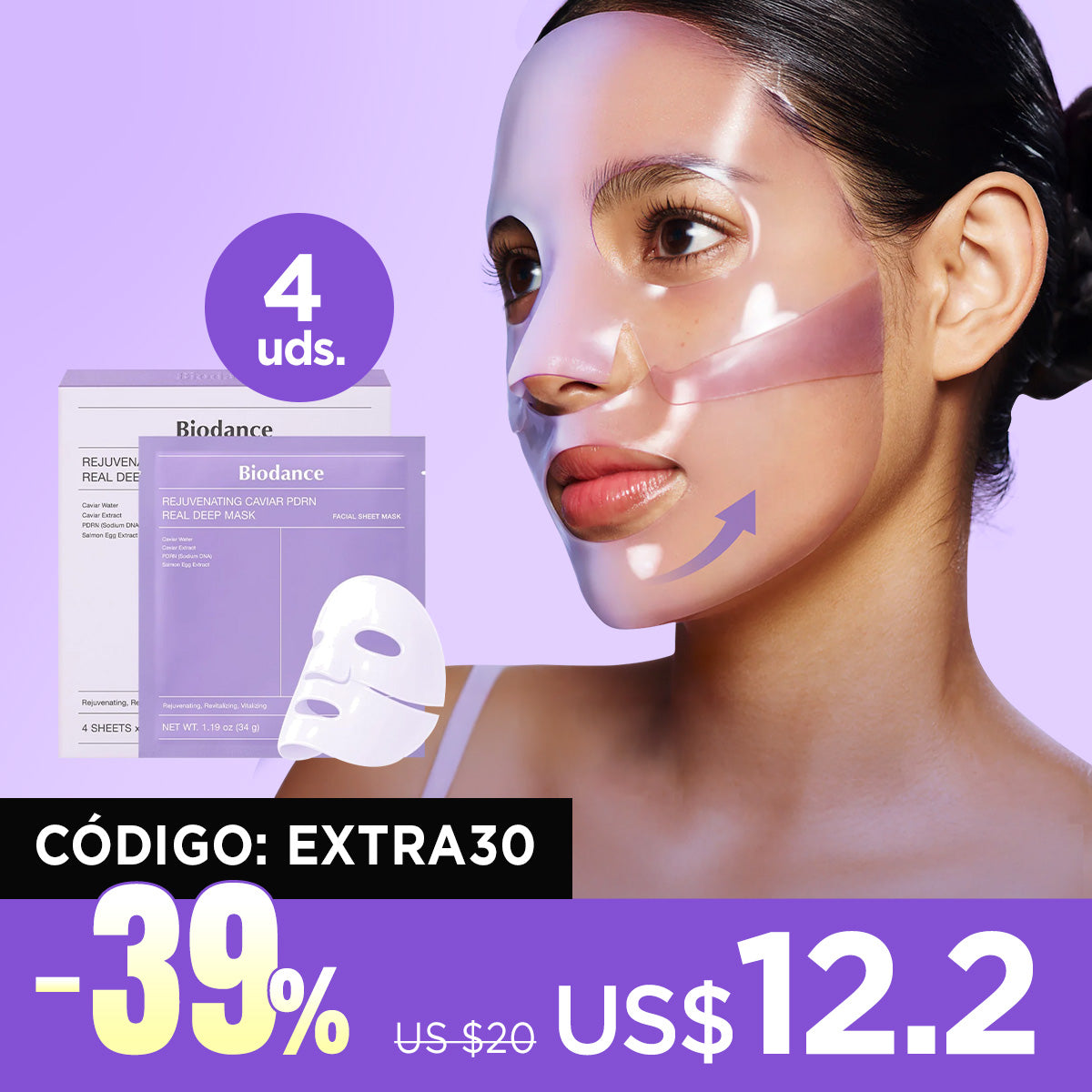 [Mascarillas faciales] Biodance Rejuvenating Caviar PDRN Real Deep Mask (4ea)