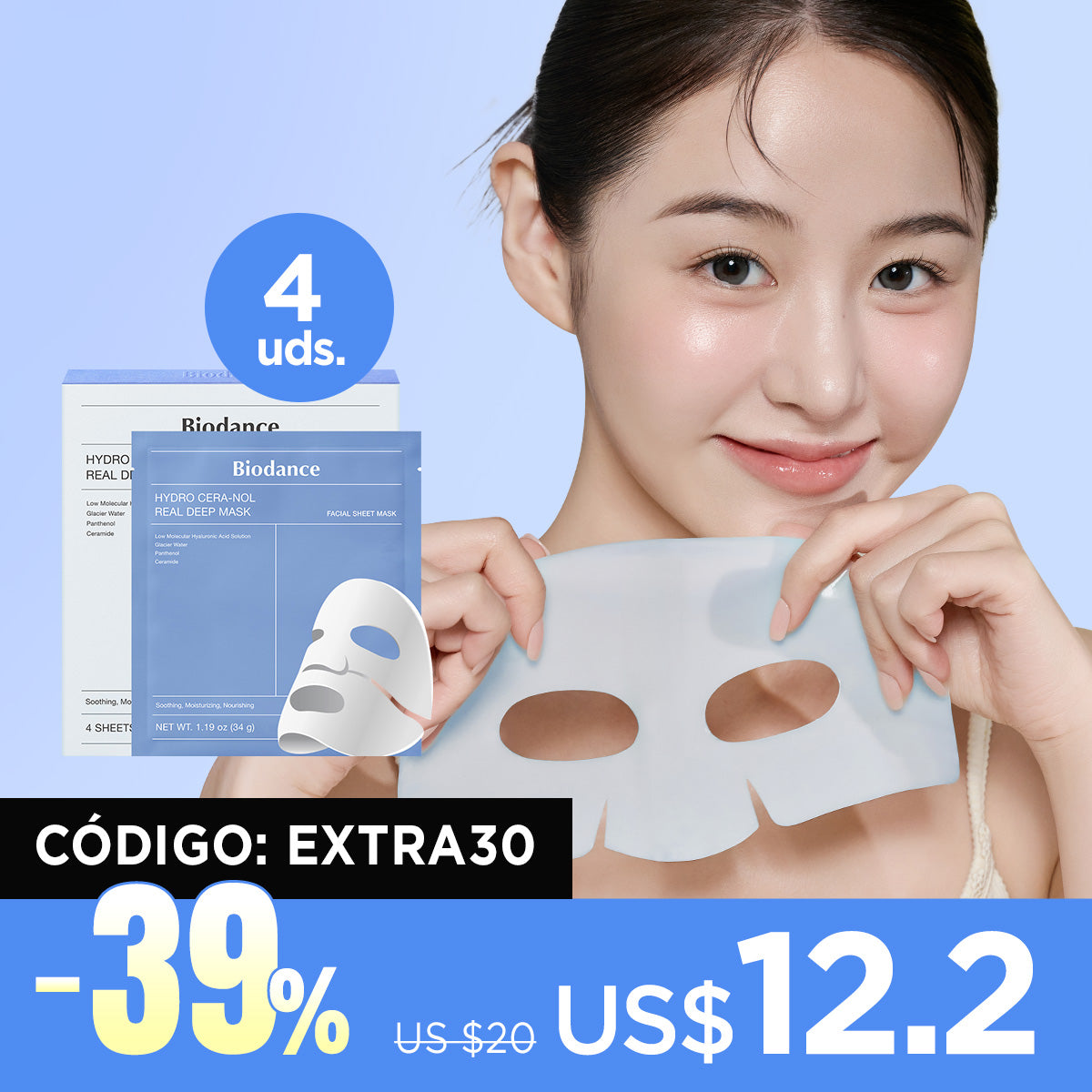 [Mascarilla facial] Biodance Hydro Cera-nol Real Deep Mask (4ea)