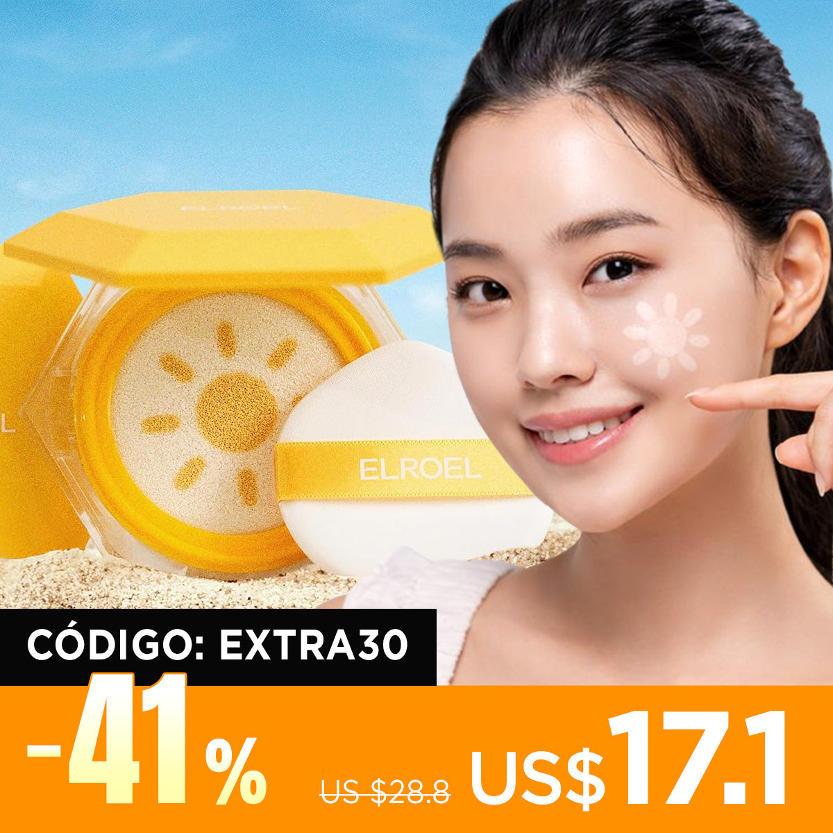 [Cushion de protector solar] ELROEL (OTC) Pang Pang Sun Cushion Plus