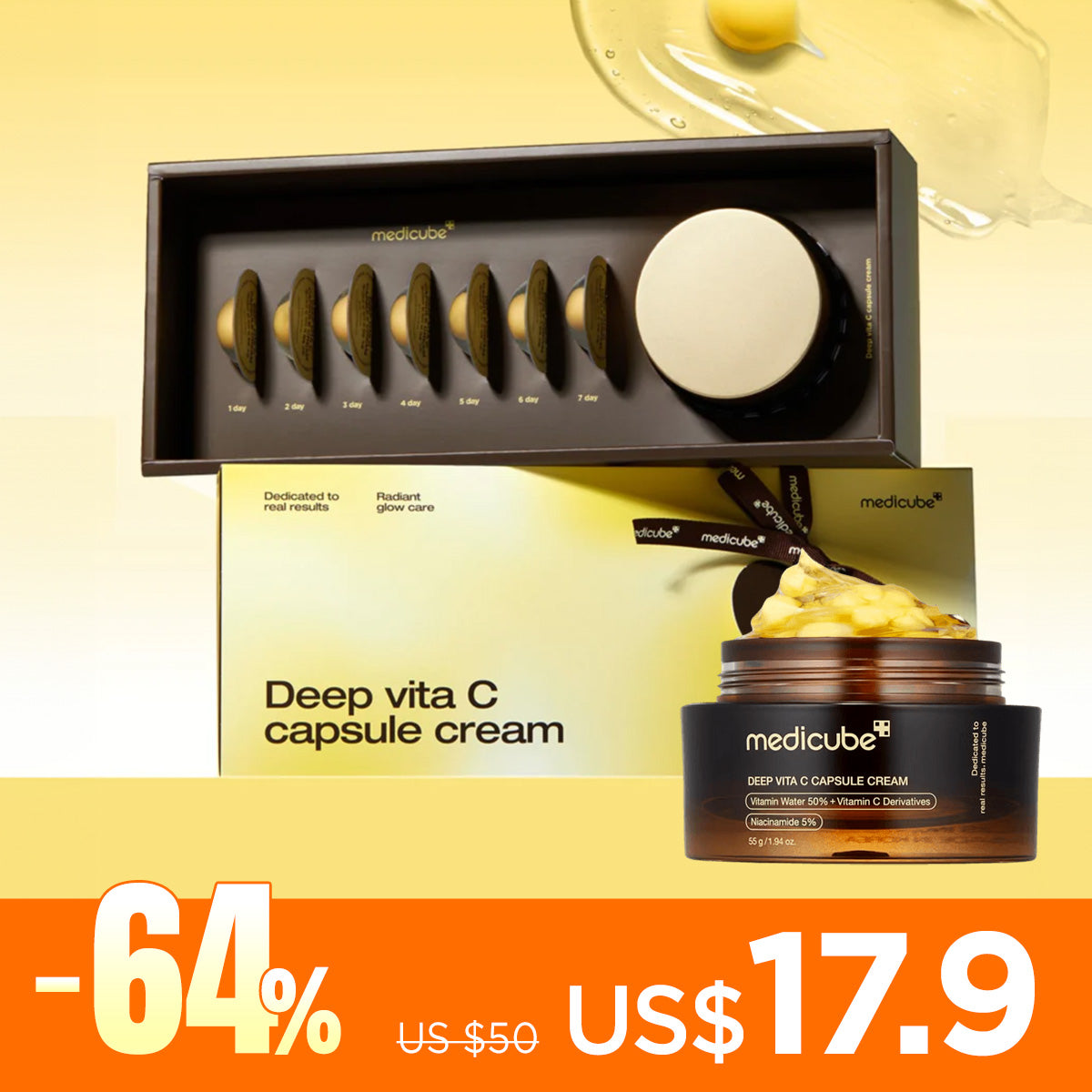 *SUPER PRECIO*[Pack especial] Medicube Deep Vita C Capsule Cream Set (Crema 55ml 1ea + Sample 7ea)