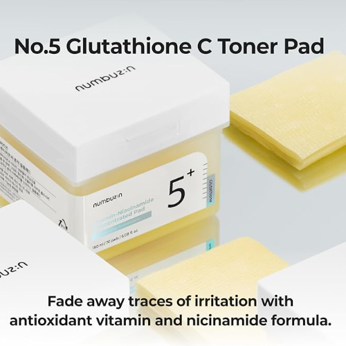 [Almohadillas con tónico] numbuzin No.5+ Glutathione Vitamin Concentrated Toner Pads 180ml (70Pads)