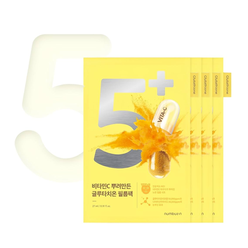 [Mascarilla facial] numbuzin No.5+ Glutathione Vitamin Concentrated Mask (4ea)
