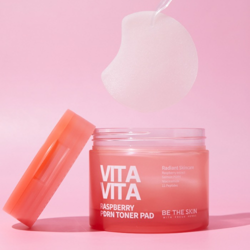 [Almohadillas con tónico] Be The Skin Vitavita Raspberry PDRN Toner Pad 120ml (60ea)