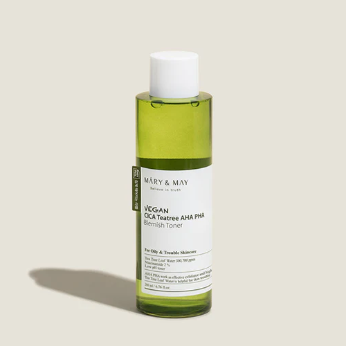 [Tónico facial para acné] Mary&May Vegan CICA Tea Tree AHA PHA Toner 200ml