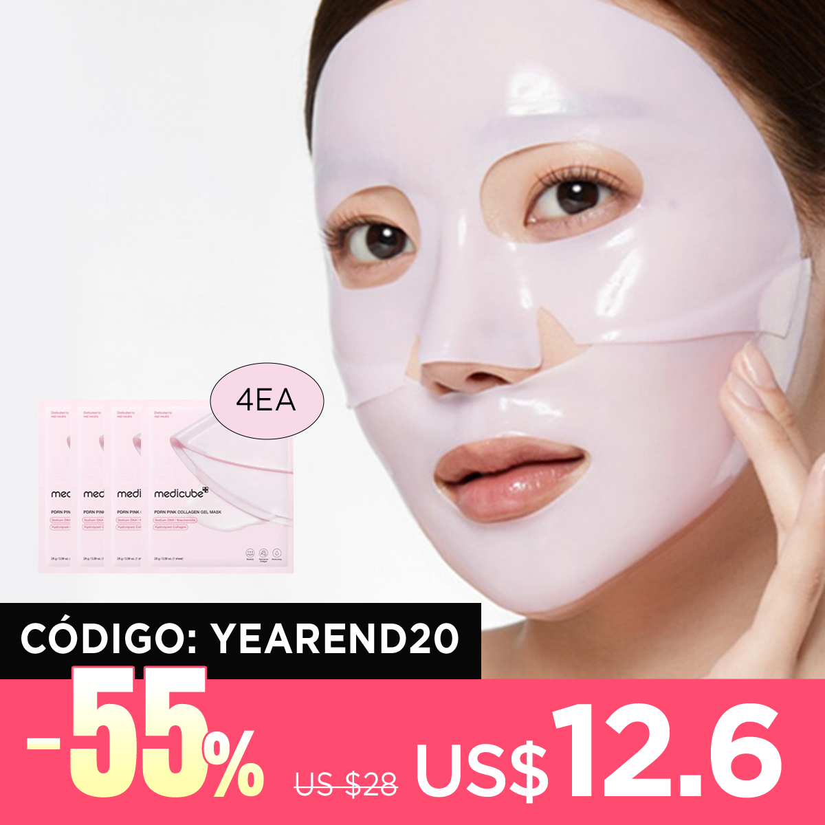 [Mascarillas faciales] MEDICUBE PDRN Pink Collagen Gel Mask (4ea)