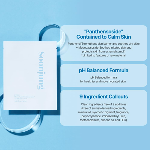 [Mascarilla facial] Etude *renew* Soonjung Panthensoside Sheet Mask 25ml (1ea)