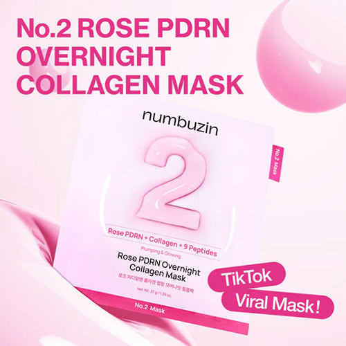 [Mascarillas faciales] Numbuzin No.2 Rose PDRN Overnight Collagen Mask (4ea)