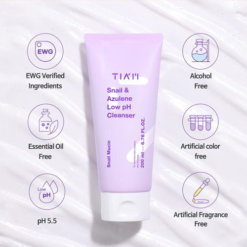 [Limpiador facial] TIAM Snail & Azulene Low pH Cleanser 200ml