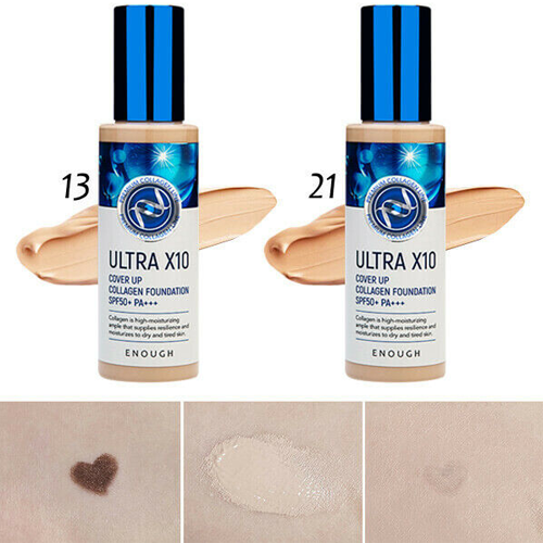 [Base de maquillaje] ENOUGH Enough Ultra X10 Cover Up Collagen Foundation SPF50+ PA+++ (2 colors)