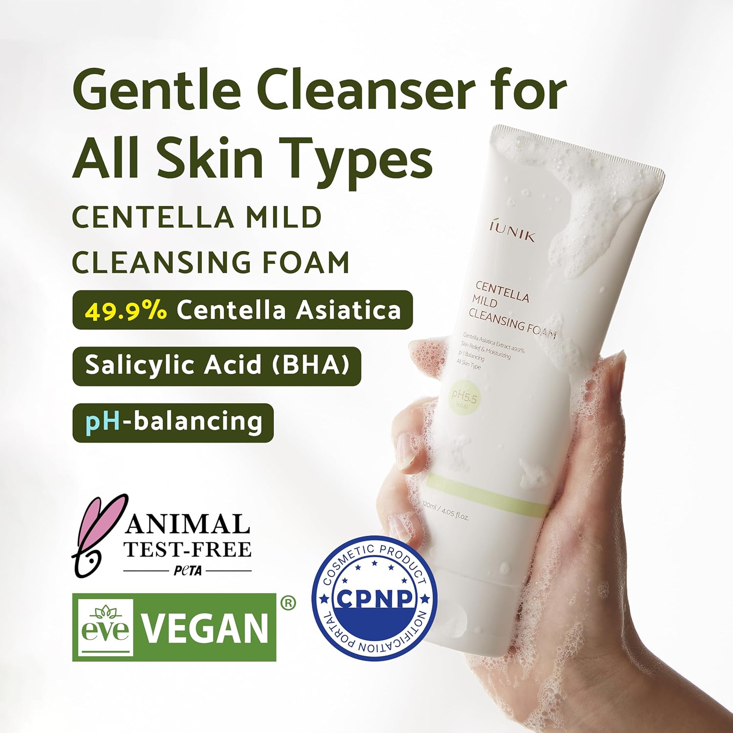 [Limpiador facial] iUNIK Centella Mild Cleansing Foam 120ml