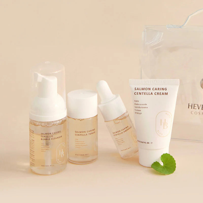 [Kit de viaje] HEVEBLUE Salmon Caring Centella Special Travel Kit Bag