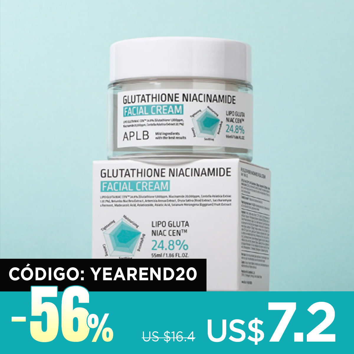 [Crema] APLB Glutathione Niacinamide Facial Cream 55ml