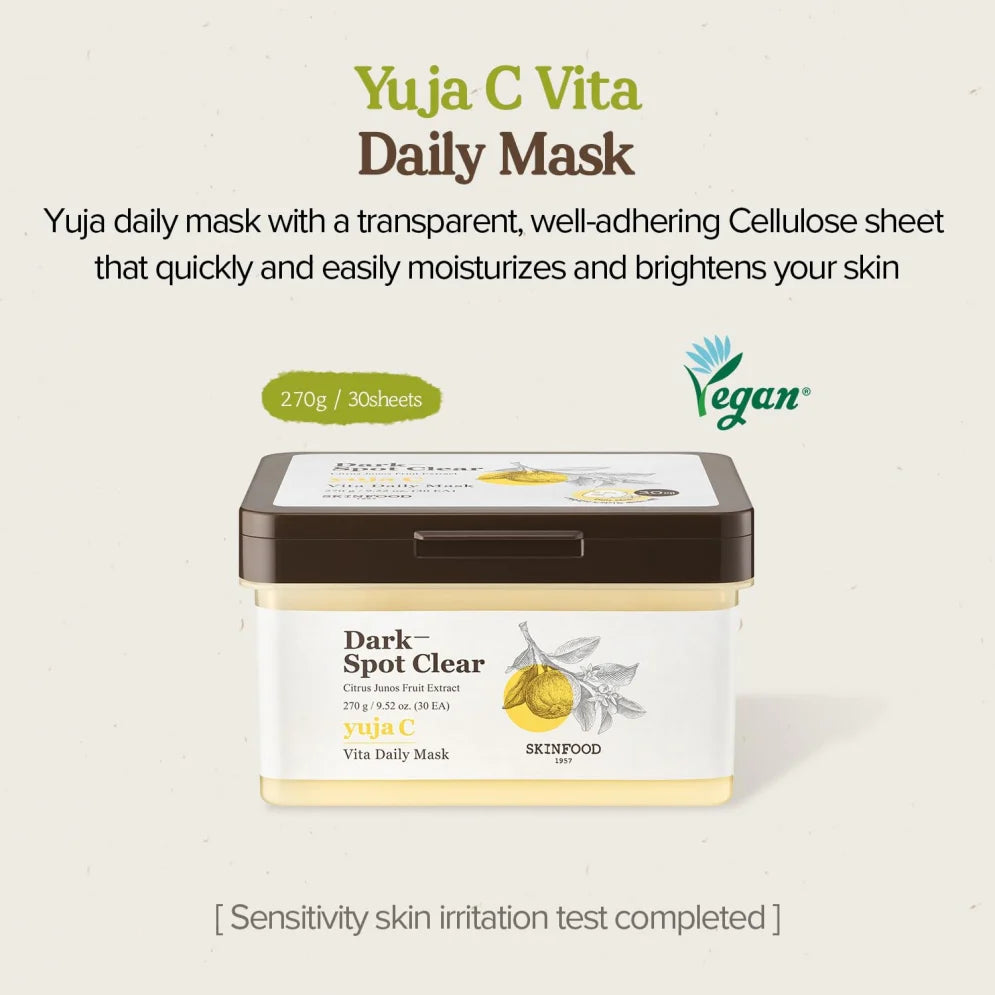 *CLEARANCE* [Mascarilla faciales] Skinfood Yuja C Vita Daily Mask (30ea)