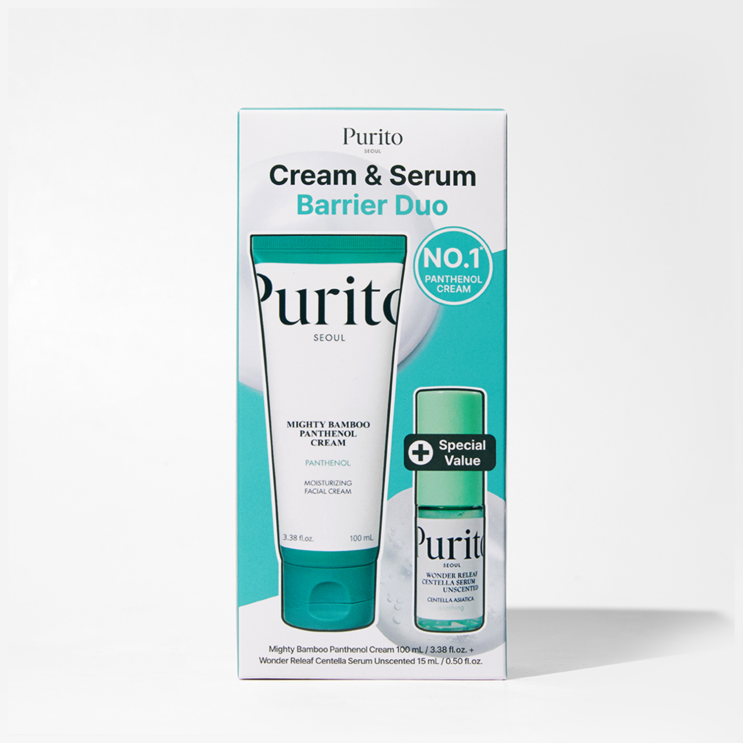 [Pack Regalo] PuritoSeoul Set Mighty Bamboo Panthenol Cream 100ml + Wonder Releaf Serum 60ml