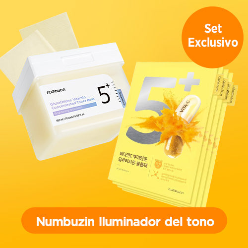 [Set Especial] Numbuzin No.5+ Glutathione Vitamin Mascarillas + Toner Pads