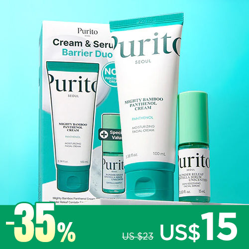 *SUPER PRECIO*[Pack Exclusivo] PuritoSeoul Set Mighty Bamboo Panthenol Cream 100ml + Wonder Releaf Serum 60ml
