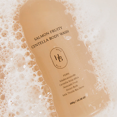 [Jabón líquido corporal] HEVEBLUE Salmon Fruity Centella Body Wash 300ml