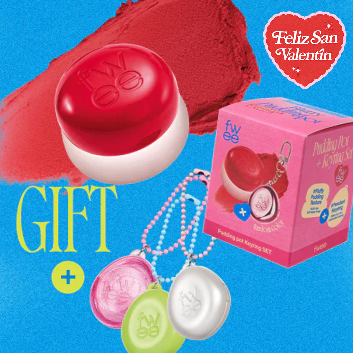 [Set llavero] Fwee *Keyring Set* Lip&Cheek Blurry Pudding Pot 5ml (30 colors)