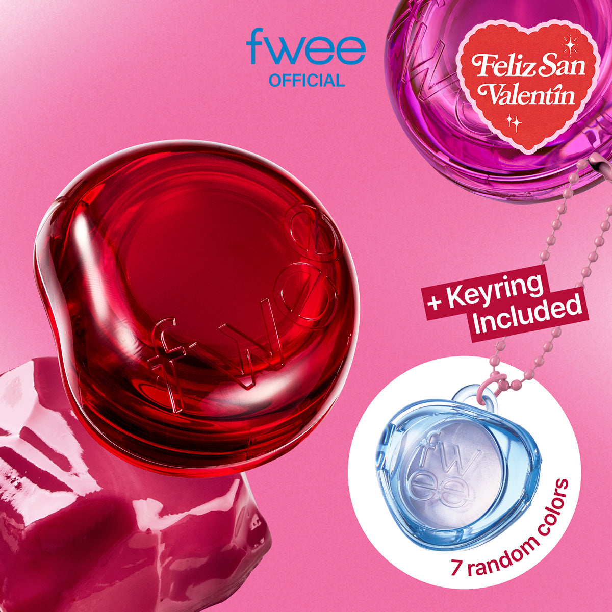 [Multiuso labial y colorete] fwee *Keyring Set* Lip&Cheek Glowy Jelly Pot (19 Colors)