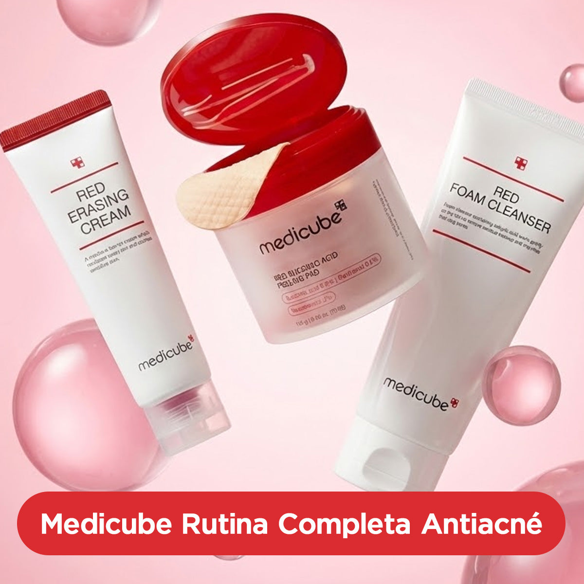 [Set Especial] Medicube Rutina RED para cuidado antiacné: Limpiador + Tónico + Crema