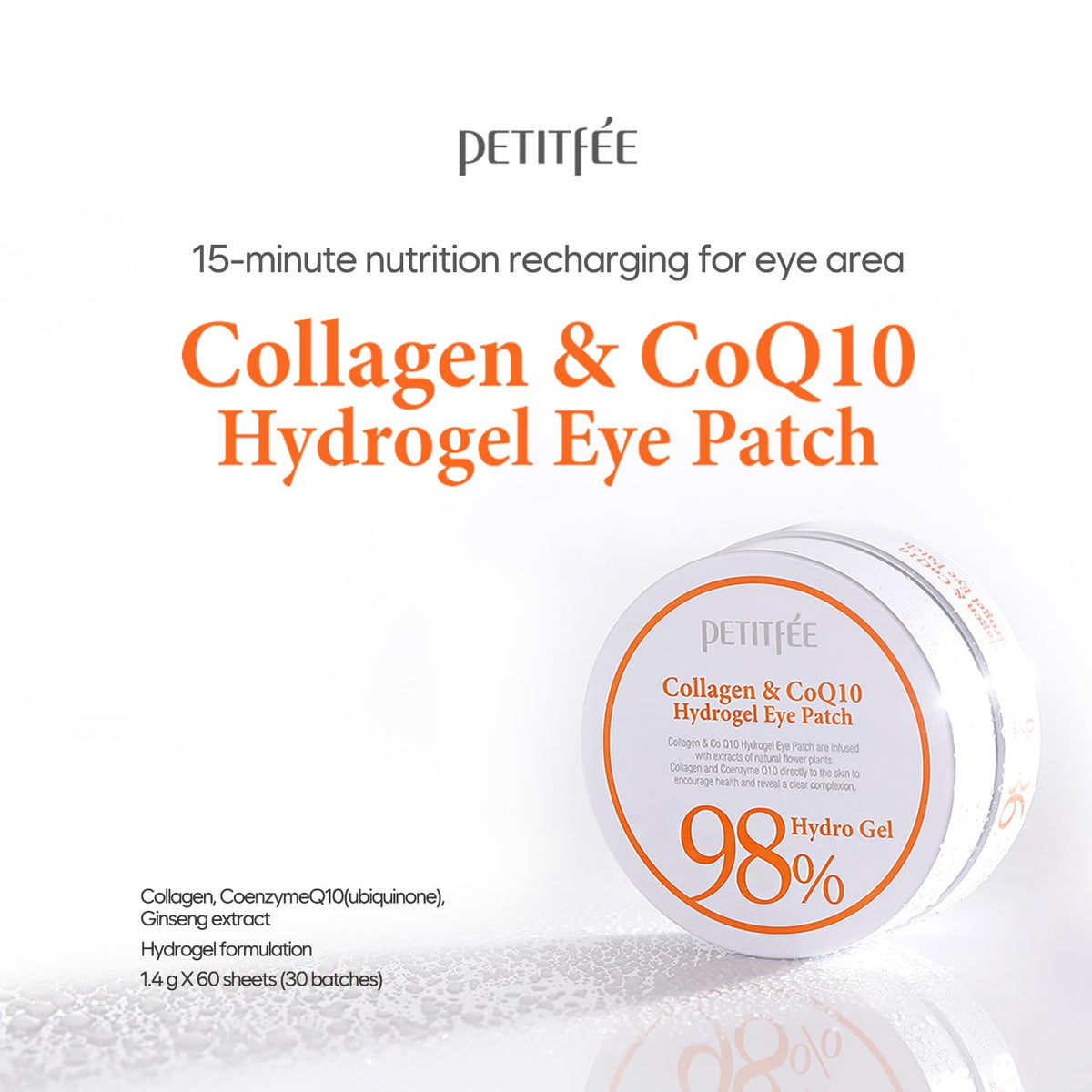 [Mascarillas faciales] PETITFEE Collagen CoQ10 Hydrogel Eye Pacth (60EA)