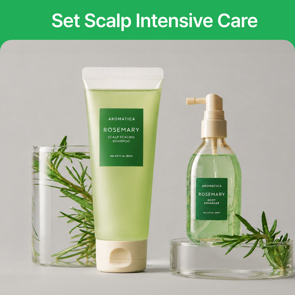 [Aromatica] Rosemary Scalp Intensive Care Set (Shampoo 180ml + Root Enhancer)