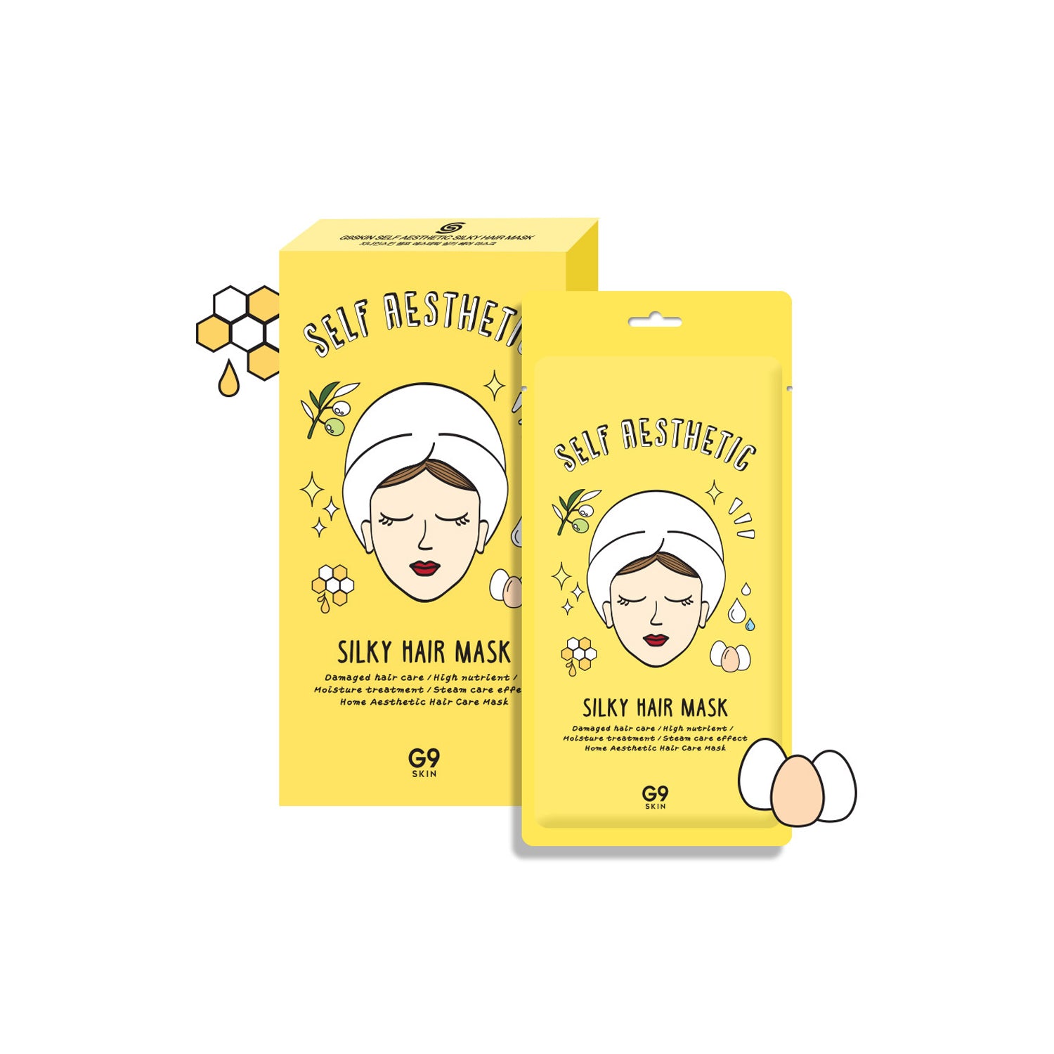 [Mascarilla capilar con gorro] G9SKIN Self aesthetic Silky hair mask (5P)