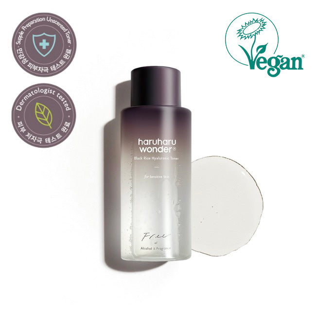 [Tónico facial hidratante] haruharu Black Rice Hyaluronic Toner For Sensitive Skin 150ml+ Regalo Gratis(Black Rice Hyaluronic Toner 30ml)