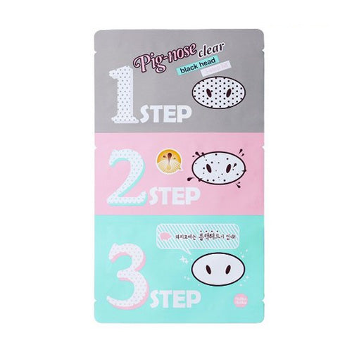[Kit para poros de nariz] Holika Pig Clear Black Head 3-Step Kit (1ea)